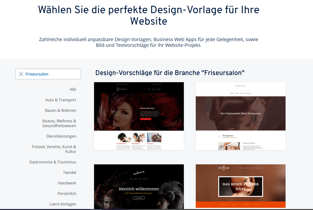 Design-Vorlagen für Friseur-Websites