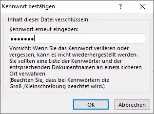 Abbildung des Dialogs „Kennwort bestätigen“ 