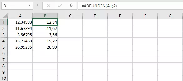 Beispiel für Zellbezüge für die ABRUNDEN-Funktion in Excel