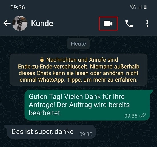 Android: Kamera-Symbol im WhatsApp-Chat