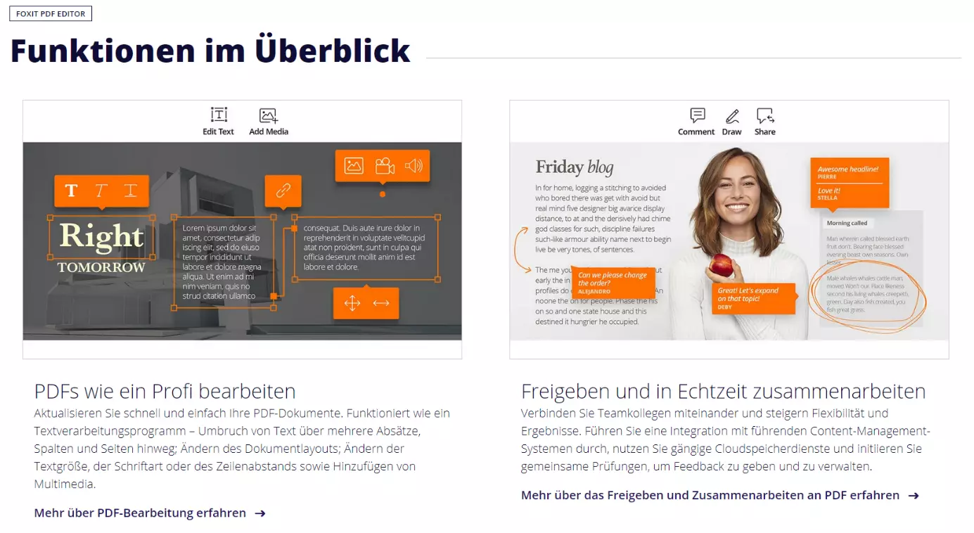 Screenshot von der Foxit-Website