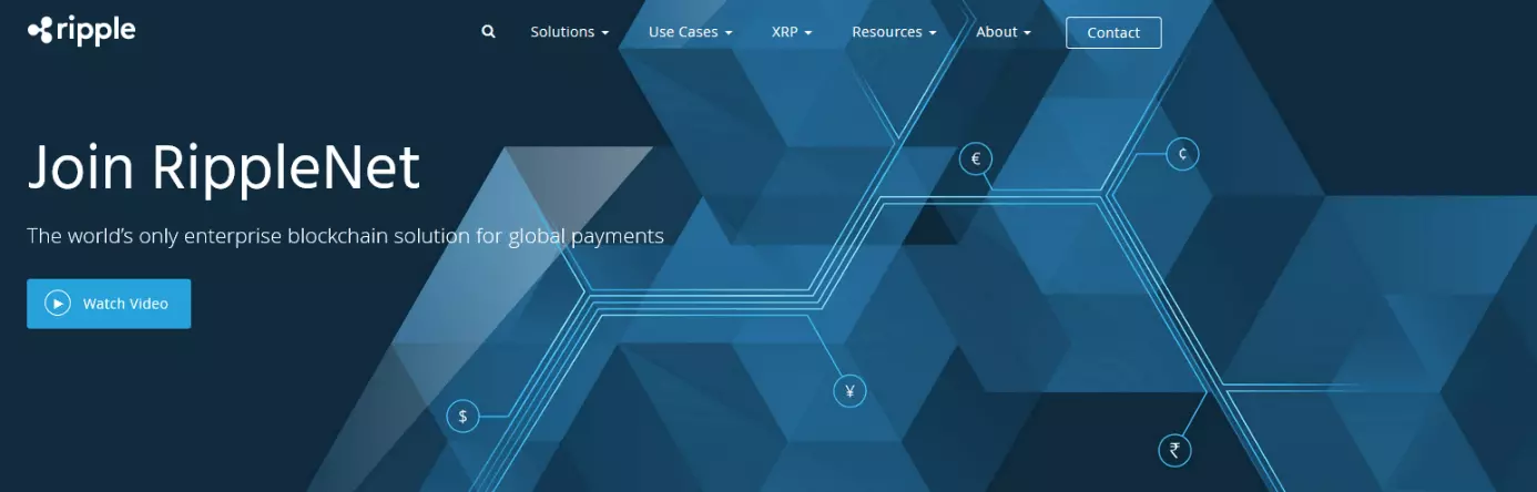 Screenshot der Website von Ripple