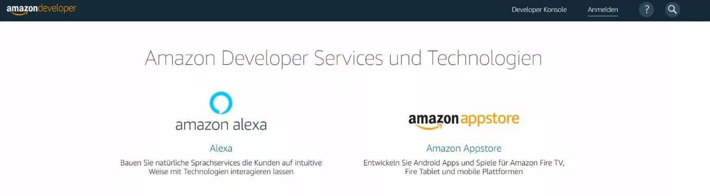 Amazon Developer Services: Startseite