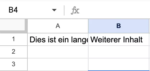 Screenshot eines abgeschnittenen Inhalts in einer Zelle in Google Sheets