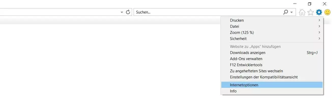 Menü „Extras“ im Internet Explorer 11