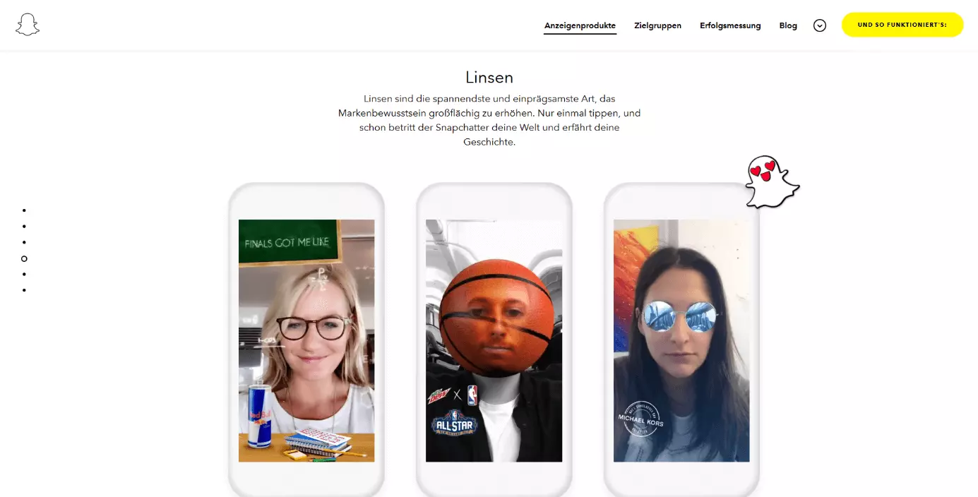 Drei gesponserte Snapchat-Linsen