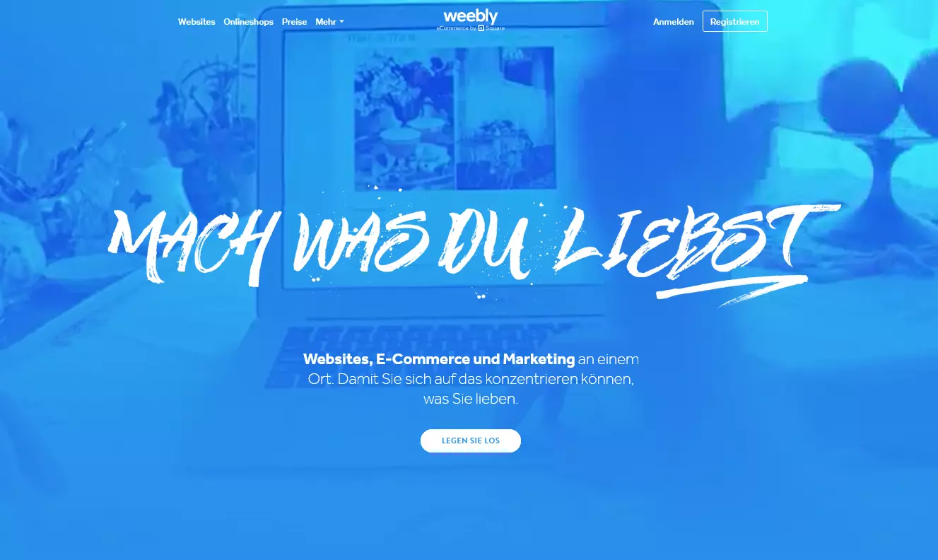 Landingpage des Weebly Homepage-Baukastens