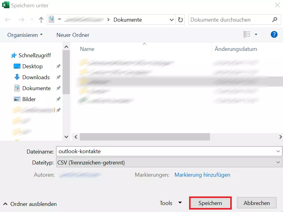 Microsoft 365: Speicherung eines Dokuments