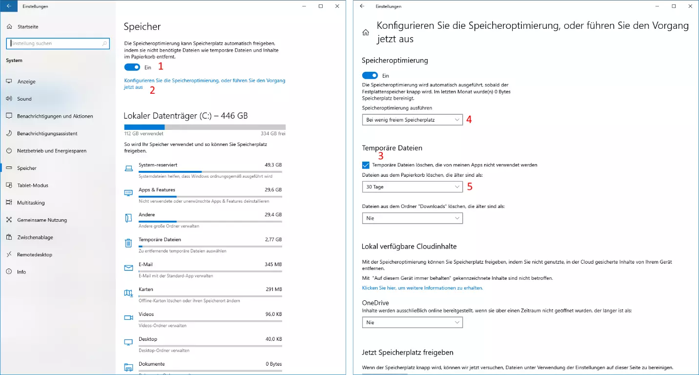 Speicheroptimierung in Windows 