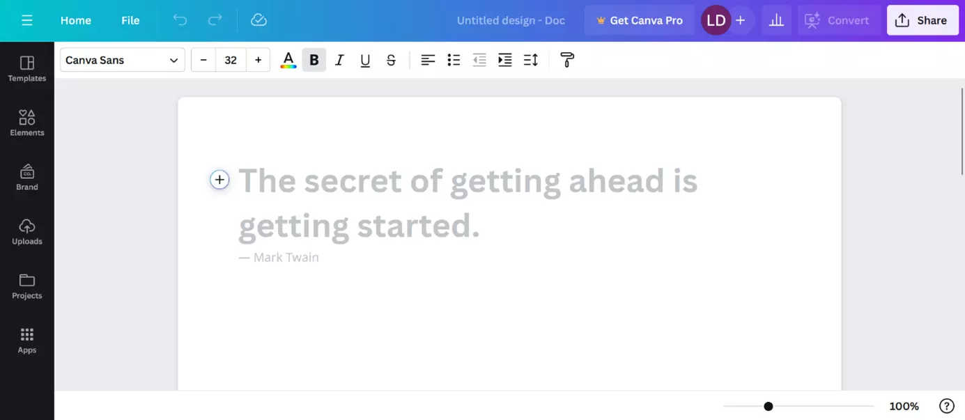 Screenshot des Online-Tools Canva