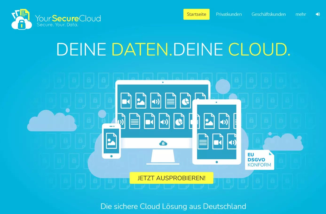 Die Startseite von Your Secure Cloud