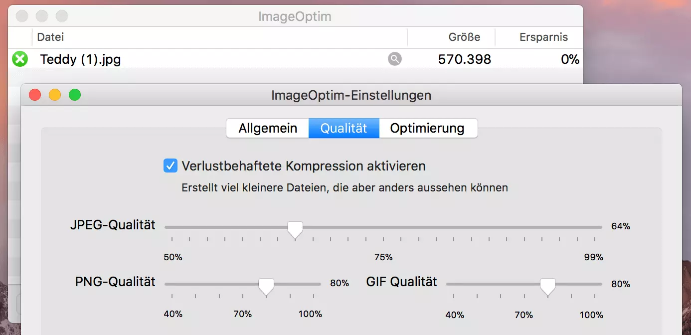 ImageOptim-Einstellungen