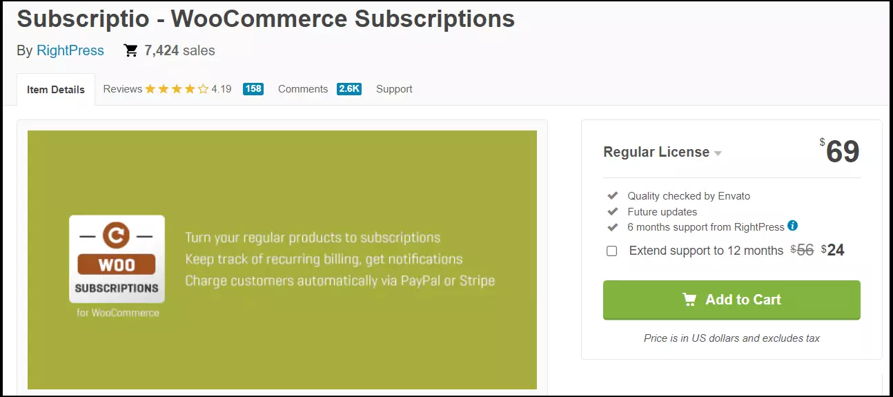 Die Website des Plugins Subscriptio