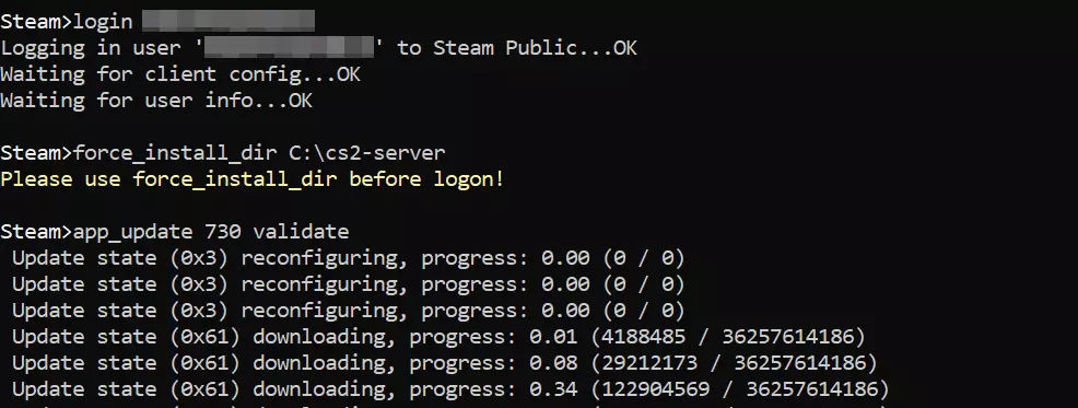 SteamCMD: CS2-Server-Installation