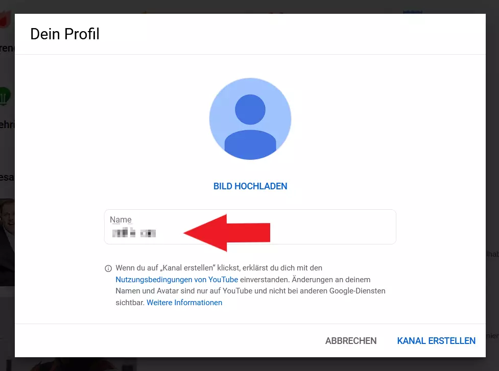 YouTube-Kanals: Namensvergabe