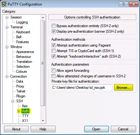 Serververbindung mit privatem Key