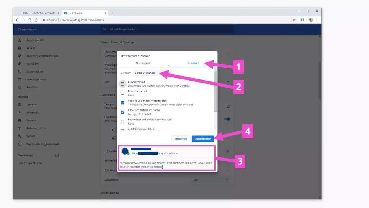 Chrome: Browserdaten löschen