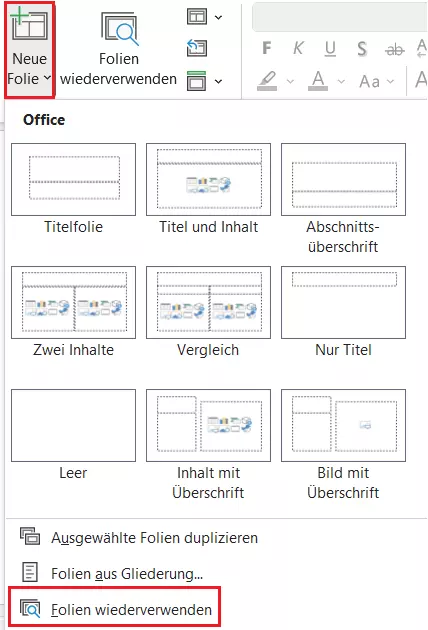 PowerPoint wiederherstellen: Folien wiederverwenden