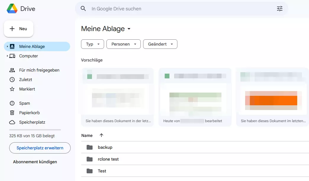 Google Drive: Meine Ablage