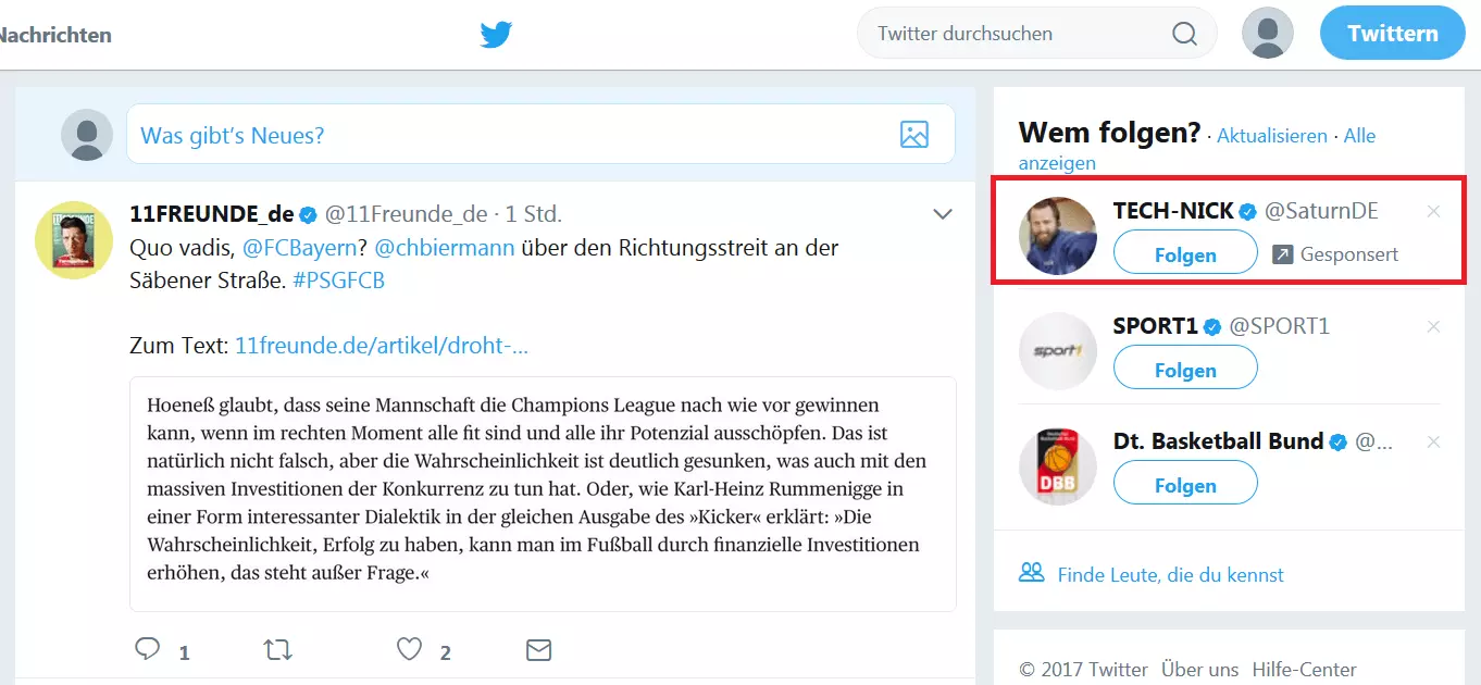 Eine Follower-Kampagne auf Twitter