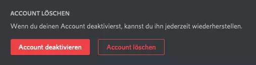 Discord Account-Verwaltung in den Benutzereinstellungen