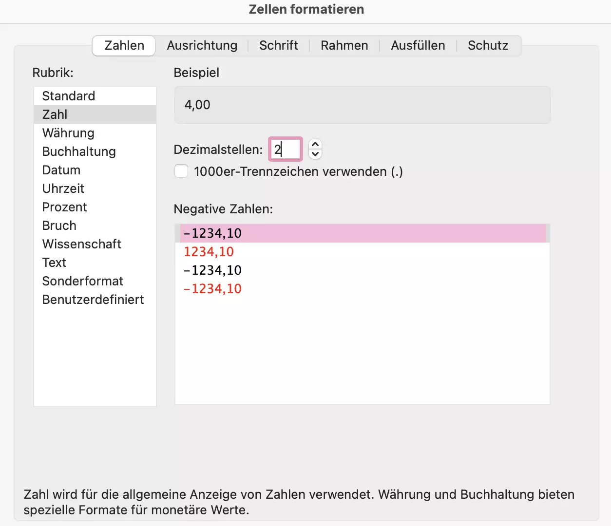 Excel: Zellen formatieren