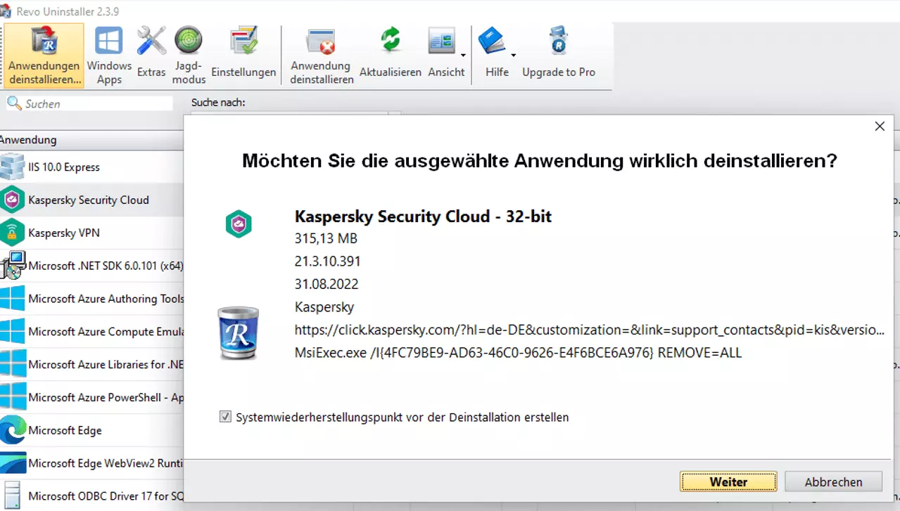 Screenshot von Revo Uninstaller