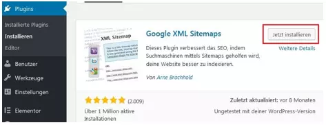 WordPress: Plug-in-Menü