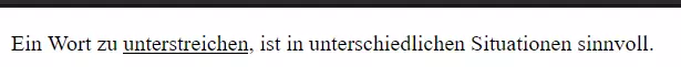 HTML Formatting: Beispiel mit unterstrichenem Text