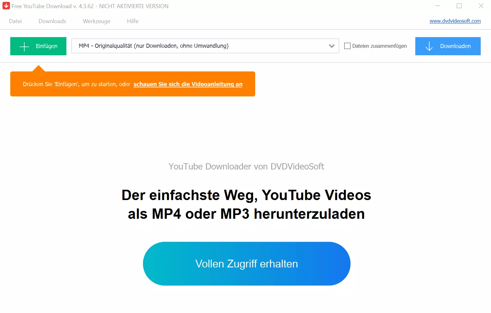 Oberfläche des Converter-Tools den Free YouTube Downloader