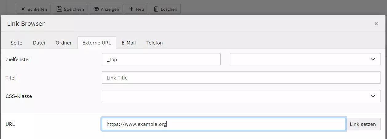 Externe Verlinkung in TYPO3