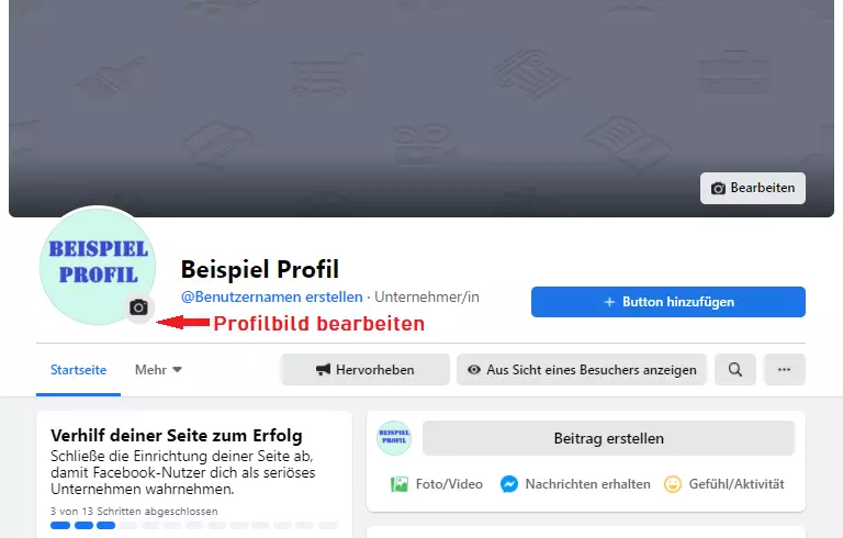 Das Facebook-Profilbild im Browser bearbeiten