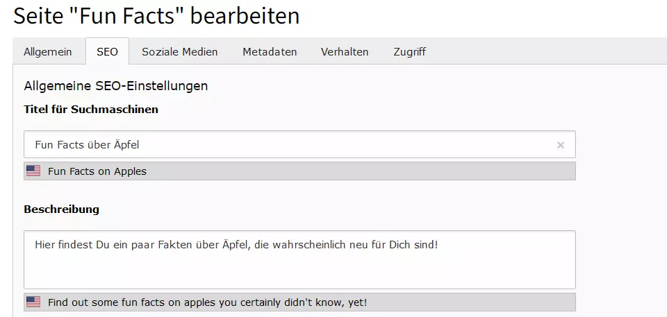 TYPO3-SEO: Metainformationen