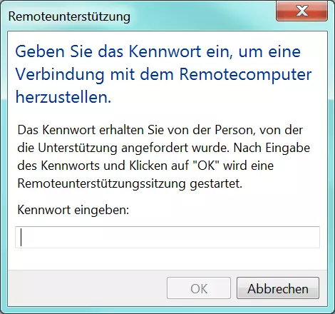 Eingabefenster mit der Aufforderung, das Kennwort in das Textfeld einzugeben