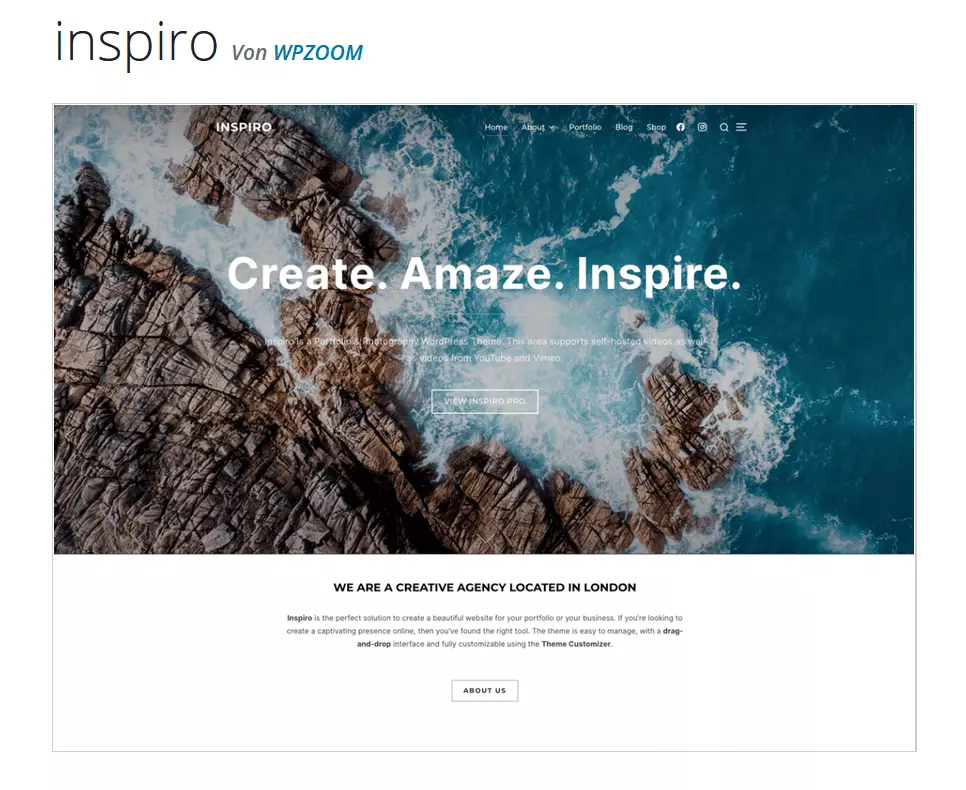 Vorschau des WordPress-Themes Inspiro auf WordPress.org