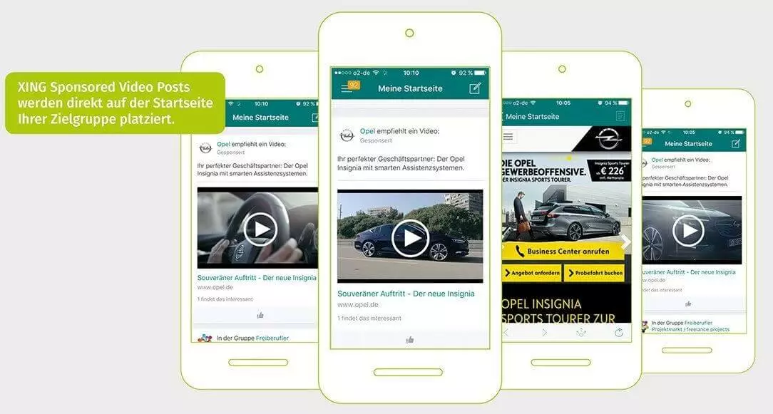 Bild zeigt Beispiele für gesponserte Video Posts