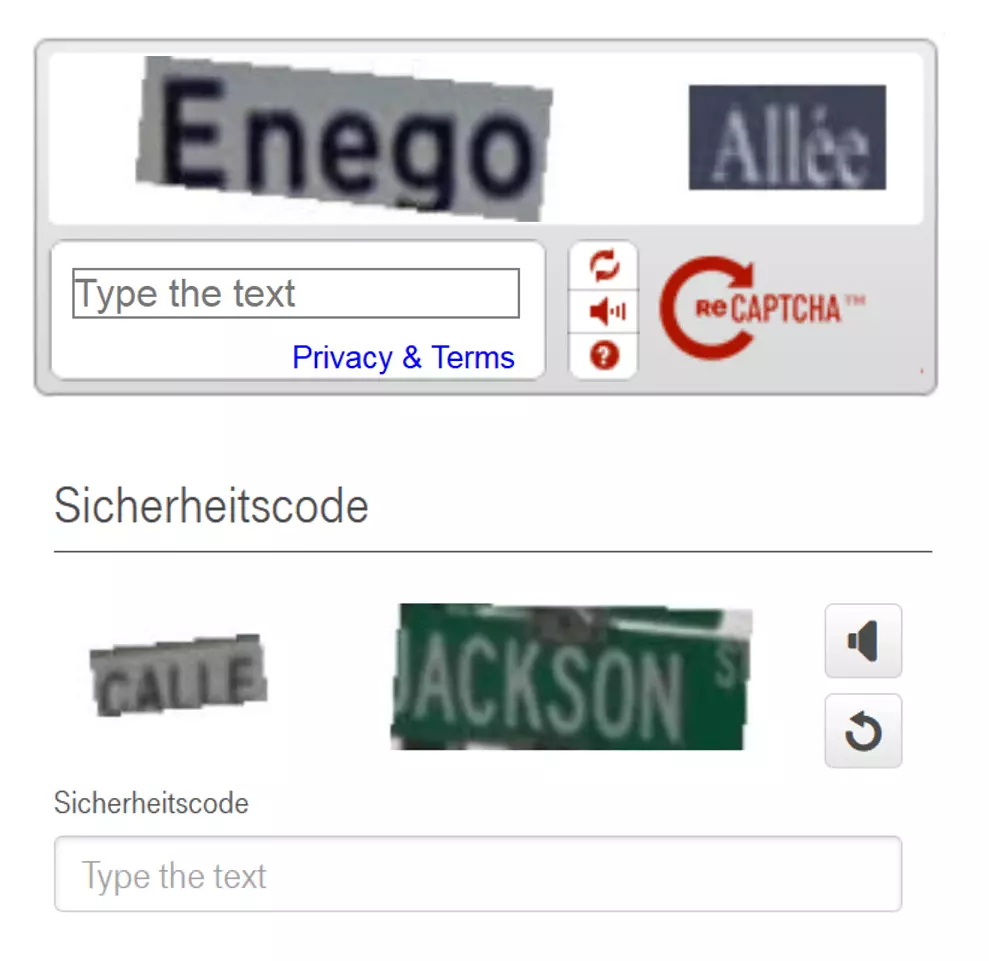 Klassisches reCAPTCHAs im Rahmen der Benutzerregistrierung