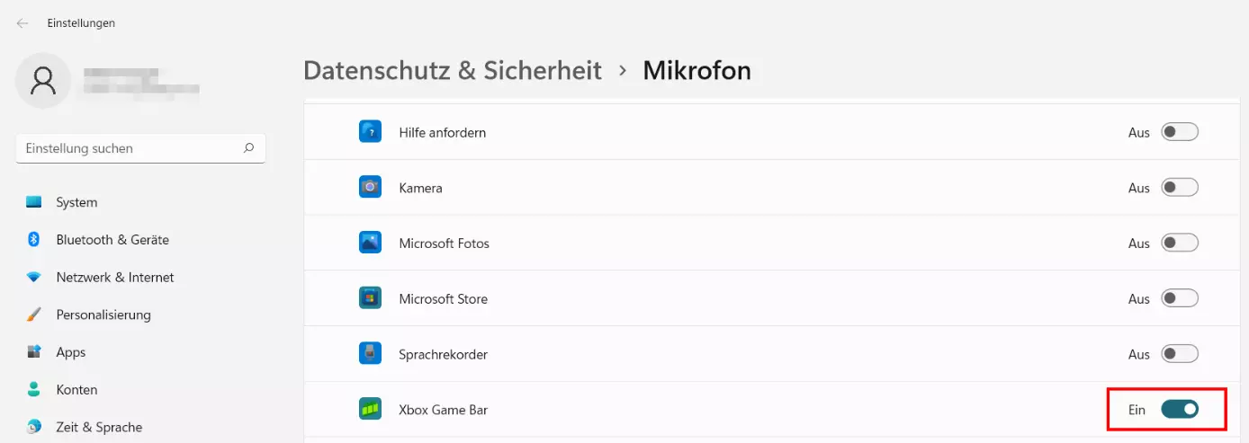 Windows-11-Datenschutzeinstellungen: Mikrofon