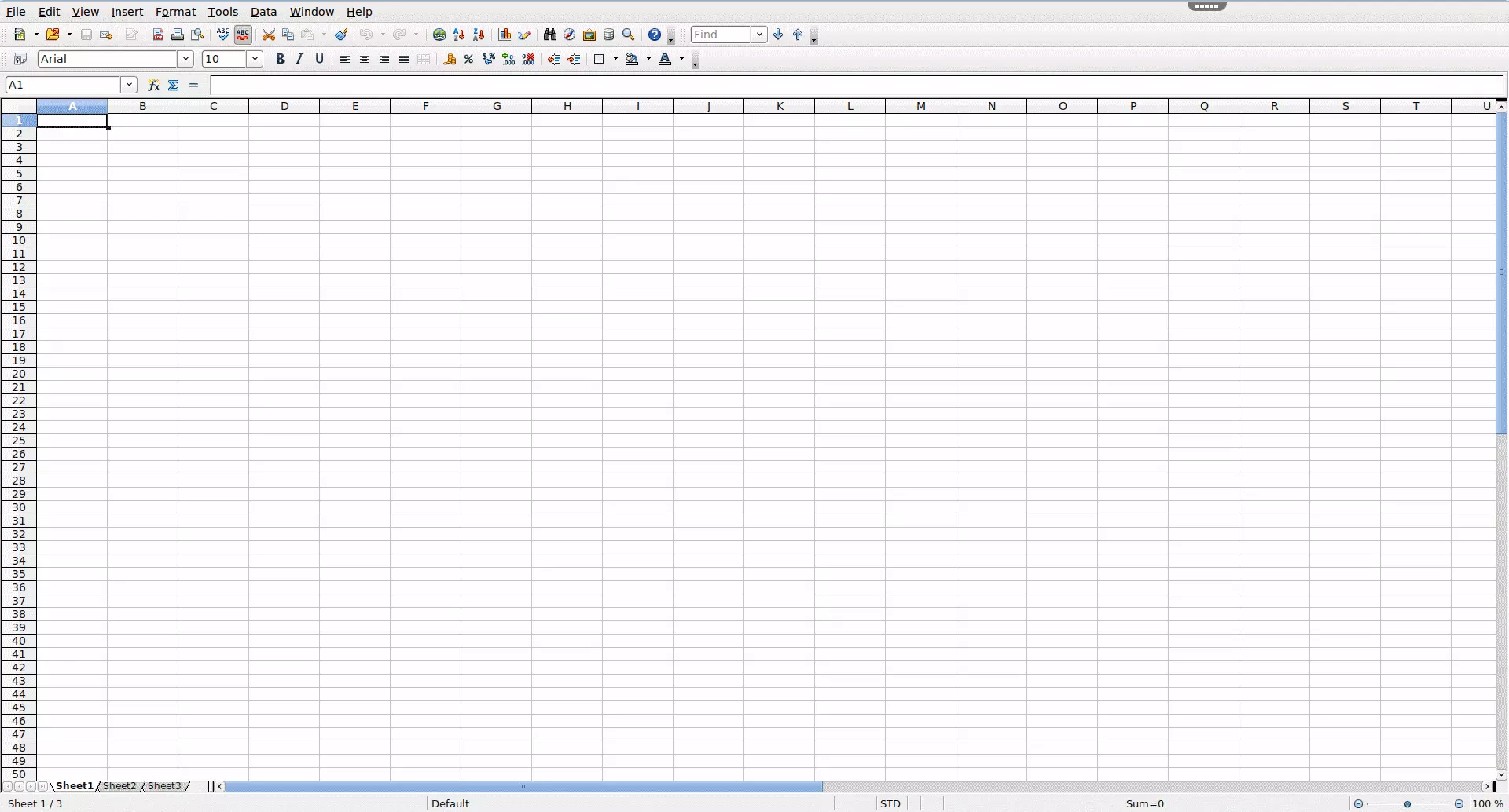 Screenshot von Apache OpenOffice Calc