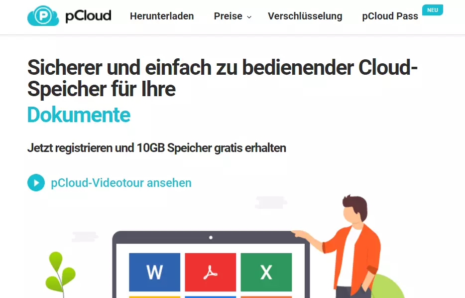 Die Website des Schweizer Cloudspeicher-Anbieters pCloud