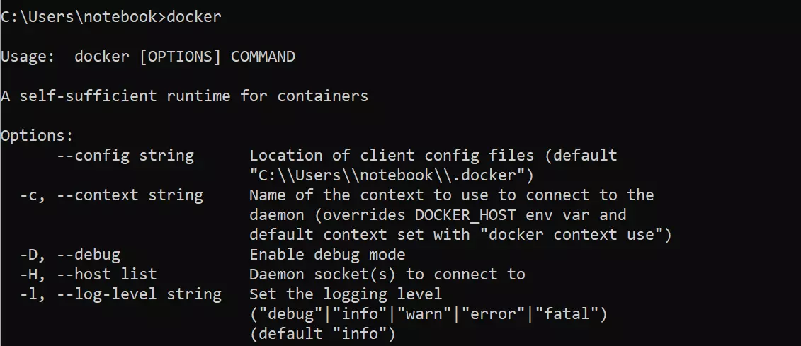 Docker-Befehl im Terminal