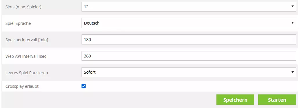 LS25-Server starten via Webinterface