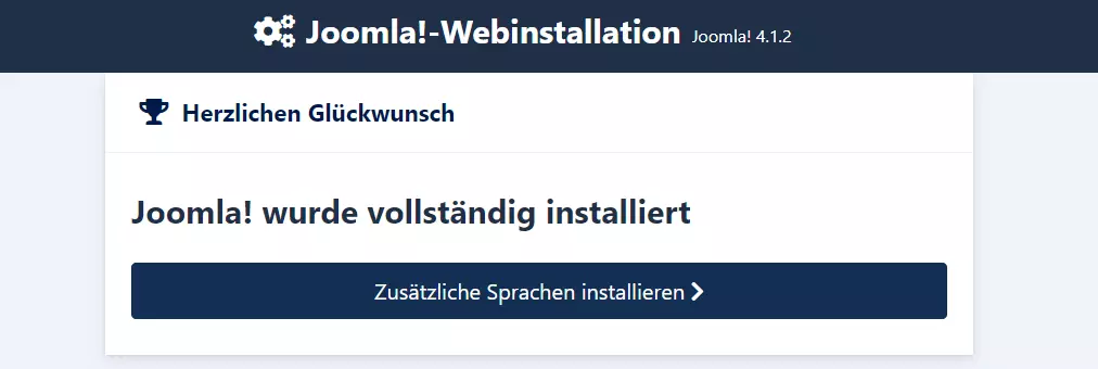 Meldung nach erfolgreicher Joomla-Installation