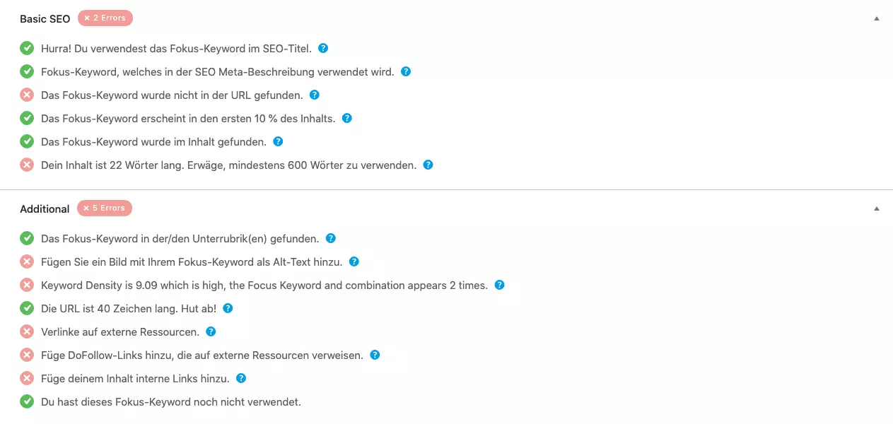 Keyword Analyse des WP-SEO-Plugins Rank Math