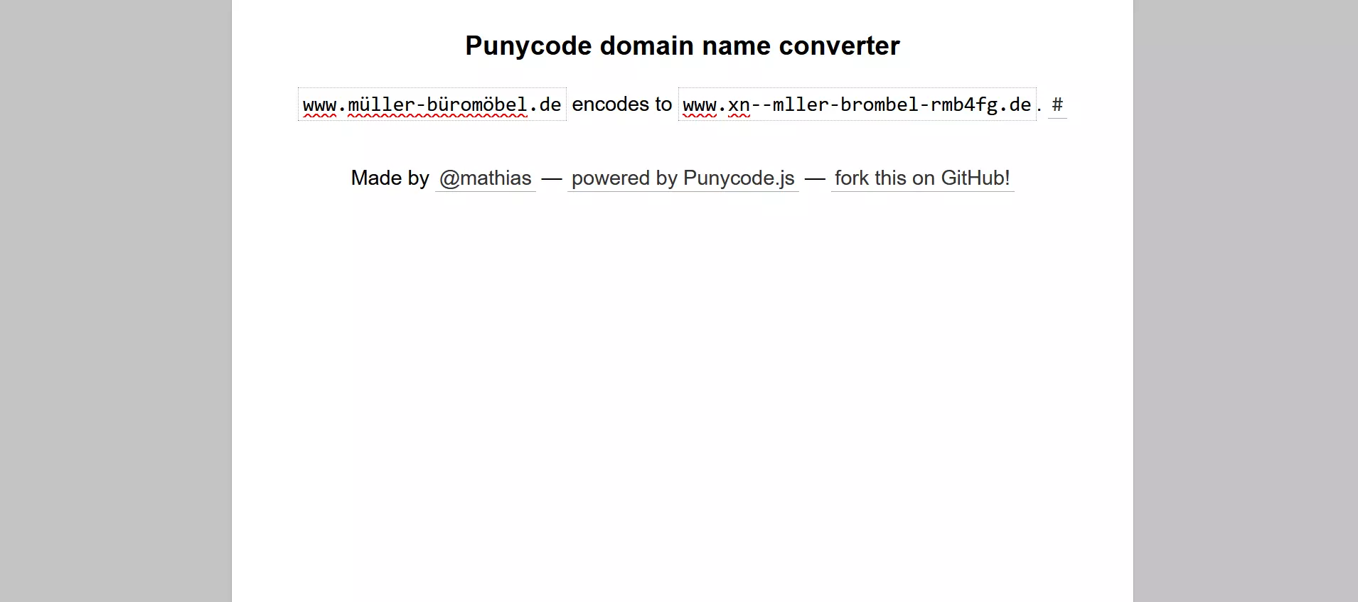 Der Punycode-Converter von Mathias Bynens auf Basis von punycode.js