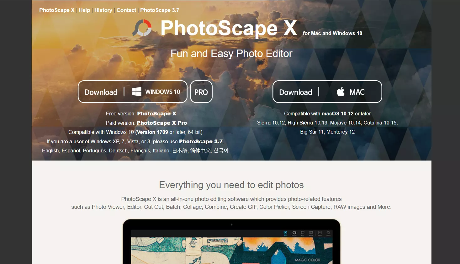 PhotoScape: Screenshot der Website