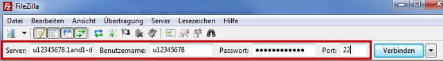 FileZilla - mit Server verbinden