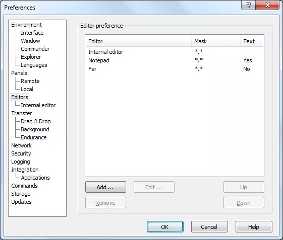 Integration externer Editoren in WinSCP