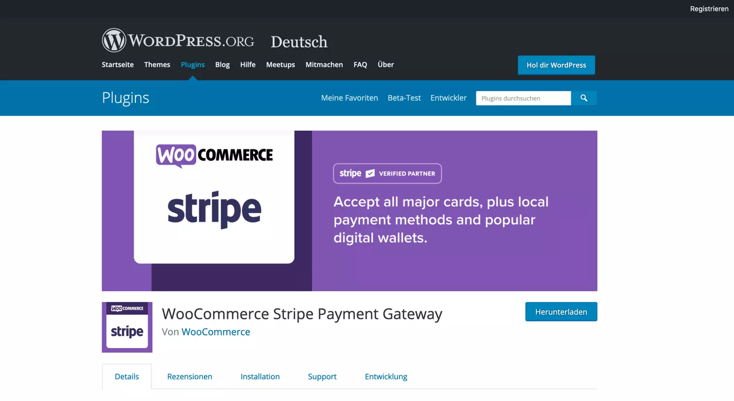 WooCommerce Stripe Gateway auf WordPress.org