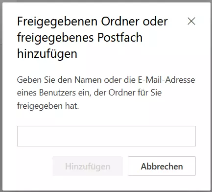 Outlook im Web: “Freigegebenen Ordner hinzufügen”